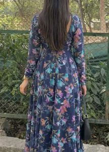 Elegant Floral Print Anarkali Gown