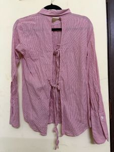 Chic Pink Striped Button-Up Top