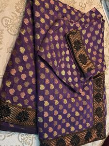purple banarsi saree festive wear