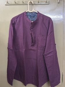 Men's Purple Band Collar Kurta