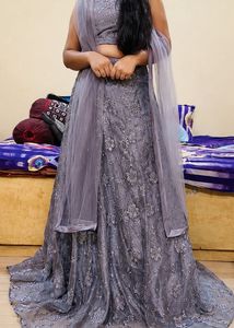 Elegant Grey Embroidered Lehenga Choli Set