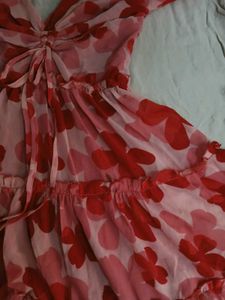 Romantic Floral Ruffle Mini Dress – Pink &amp; Red