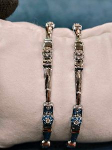 Exquisite Diamond and Sapphire pure silver Bangles