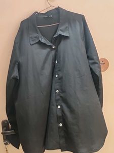 Chic Black cotton silk Button-Up Shirt