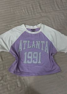 Lavender White Crop Top