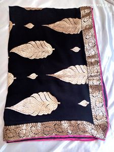 New Black Saree With Blouse