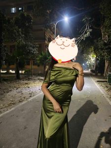 MyNomad- Olive Off-Shoulder Evening Gown