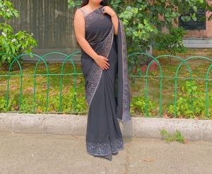 Women Black Saree