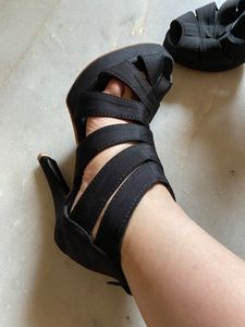 Black Peep-Toe Heels