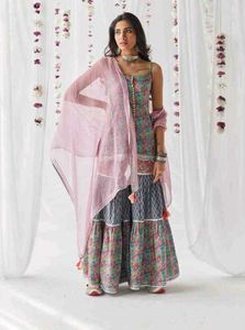Multicolour Gharara Set