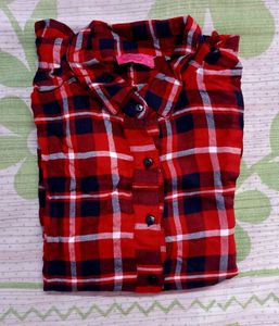 Stylish Red Plaid Peplum women Shirt