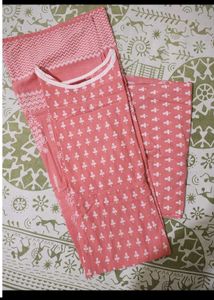 Peach Printed Kurta