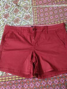 Red Cotton Shorts for Women