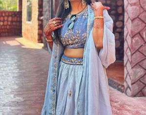 Beautiful Blue Embellished Lehenga Choli