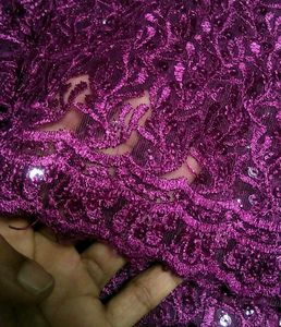 Luxurious Purple Lace Fabric with Sequins