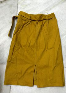 Denim Straight Fit Mustard Skirt | Size 26