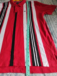 Men's Red Striped Polo Shirt