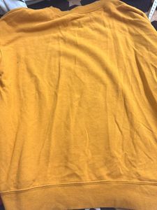 Mustard Sweet Shirt With Orange Crochet Top
