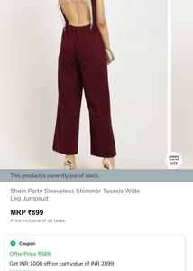 Maroon open back tassle jumpsuit