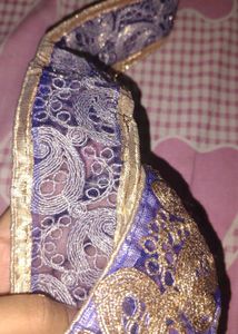 neavy blue lace net zari work dress material