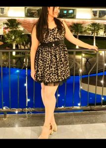 Leopard Print Mini Dress with Tulle Hem