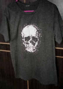 Dark Grey Skull Print T-Shirt