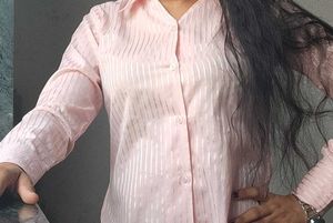 Light Pink Striped Button-Up Shirt