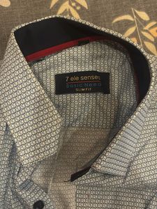Men's Blue Patterned Dress Shirt