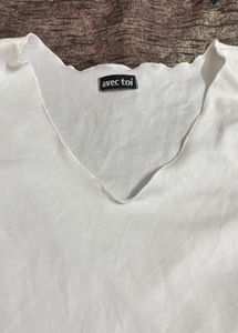 Women’s Solid White Flared Sleeve Top | Stylish Ro