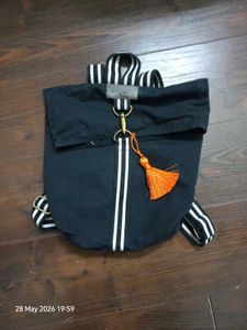 Stylish Black Backpack with Tassel
