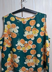 Cute Orange Print Sleeveless Top