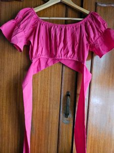 New Off-Shoulder Tie-Up Crop Top