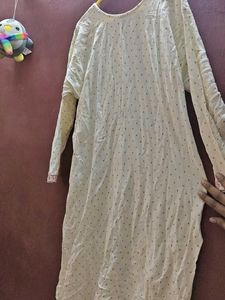 white kurta (pink embroidery)