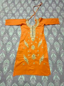 Stunning Orange &amp; Royal Blue Embroidered Salwar Ka
