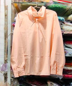 Elegant Peach Collared Blouse