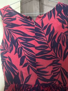 Pink &amp; Navy Floral Print Dress