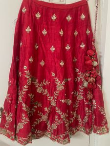 Red Embroidered Skirt