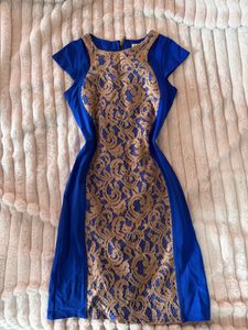 AND Blue Lace Sheath Dress