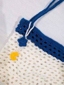 Crochet Celestial Theme White-Blue Tote Bag
