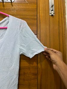 Light Blue Ribbed Sparkly Top