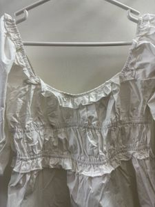 Forever 21 White Smocked Square Neck Dress