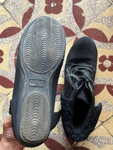 Black Suede Lace-Up Boots