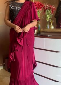 Elegant Maroon Ready-to-Wear Saree