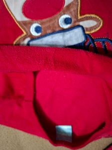 Girls' Red Christmas Reindeer Long Sleeve Top