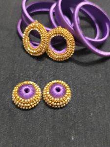 Handmade Purple & Gold Earrings