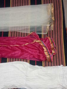 Beautiful Pink and White Dupatta Set​Set of 3 Ethn