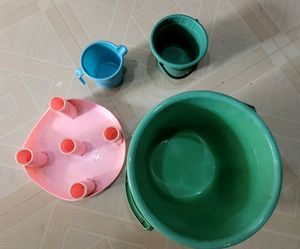 4 Set Bucket 2 🪣 &amp; bathstand &amp; Mug