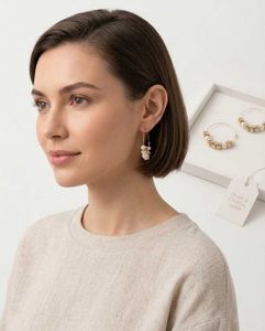 💫 Elegant Pearl &amp; Crystal Hoop Earrings