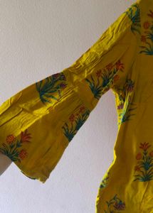 Yellow Floral Print Kurta