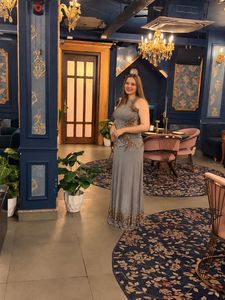 Elegant Embellished Grey Gown